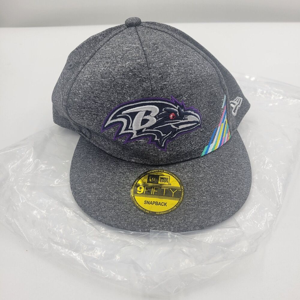 2020 BALTIMORE RAVENS Crucial Catch Intercept Cancer Snapback Hat New Era M/L